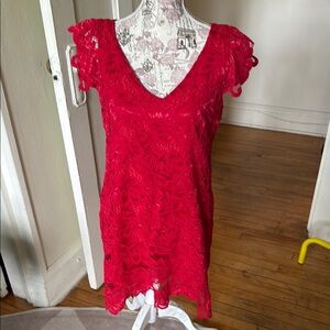 Red Floral Lace Lined Dress RB Dakota
